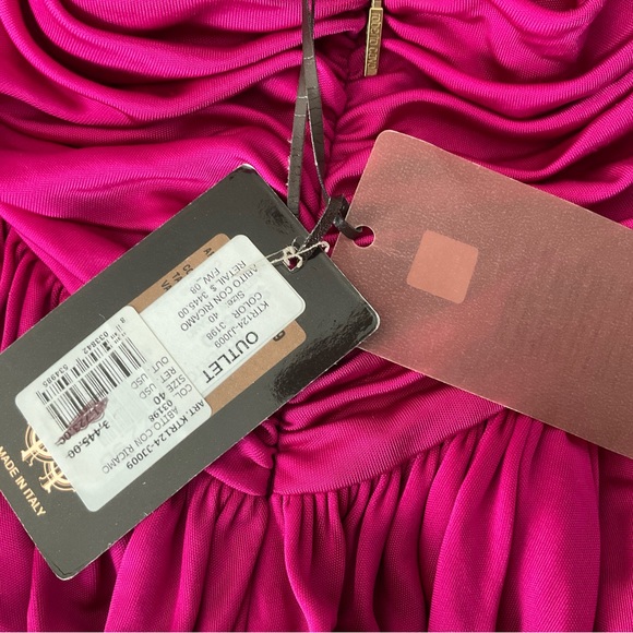 Robert Cavalli NWT $3445 Sz 40 US 4 Fushia Pink 🌸 Pearl beaded couture Dress - Picture 9 of 10